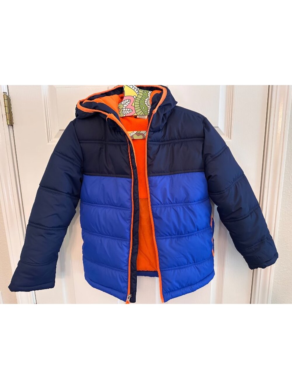 Faded glory blue two toned puffer winter jacket size m (8)